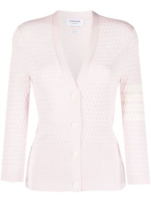 Thom Browne cardigan à détails 4 bandes signature - Rose