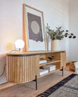 Kave Home - Licia massief mangohouten TV-meubel met 2 deuren en zwart - thumbnail