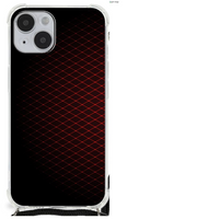 iPhone 14 Plus Doorzichtige Silicone Hoesje Geruit Rood - thumbnail