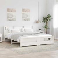 Bedframe met hoofdeinde Wit 180 x 200 cm Massief grenenhout