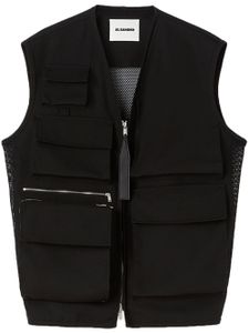 Jil Sander gilet zippé en coton - Noir