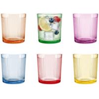 Waterglazen/drinkglazen Summer Stripes - 6x - glas - kleurenmix - 360 ml