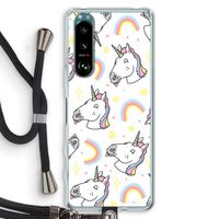 Rainbow Unicorn: Sony Xperia 5 III Transparant Hoesje met koord