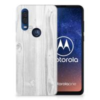 Motorola One Vision | Bumper Hoesje | White Wood