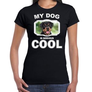 Rottweiler honden t-shirt my dog is serious cool zwart voor dames