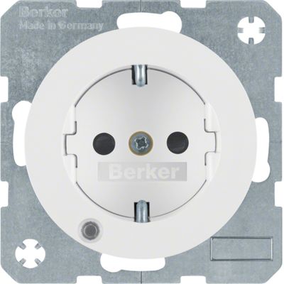 Berker wandcontactdoos randaarde + LED controlelamp R1-R3 wit 41102089