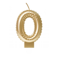 Folie Ballon Kaarsje Cijfer &apos;0&apos; Goud