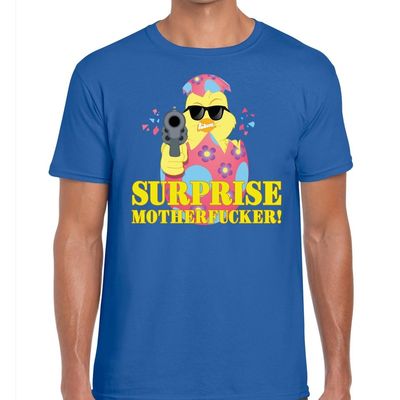Fout paas t-shirt blauw surprise motherfucker voor heren Fout paas t-shirt blauw surprise motherfucker voor heren