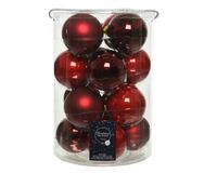 Kerstbal glas d8 cm kerstrood 16st kerst - Decoris - thumbnail