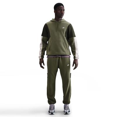 Nike Club Fleece Hoodie Olijfgroen Grijs Groenbruin Wit