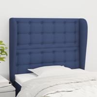 Hoofdbord met randen 93x23x118/128 cm stof blauw