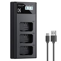 K&F Concept NP-FW50 Triple batterij-oplader USB-C display