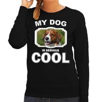 Kooiker honden sweater / trui my dog is serious cool zwart voor dames