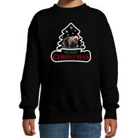 Dieren kersttrui beer zwart kinderen - Foute beren kerstsweater