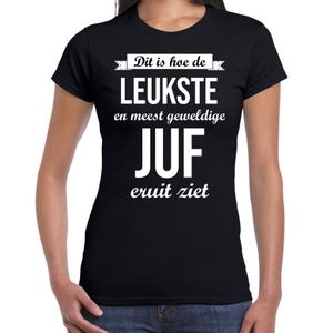 Leukste juf cadeau t-shirt zwart voor dames