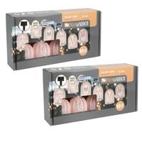 Feestverlichting lichtsnoer - 2x - roze - 10 LED lampen - warm wit - 270 cm - Solar