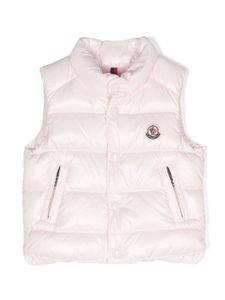 Moncler Enfant gilet matelassé à patch logo - Rose