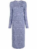GANNI robe en jersey à logo imprimé - Bleu