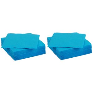 Diner/feest servetten - 60x - blauw - 38 x 38 cm - papier - 3-laags