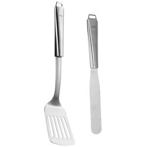 5Five Keukengerei bakspatel/bakspaan - set 2x - zilver RVS - 34 en 29 cm