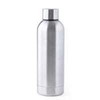 Waterfles/drinkfles - metallic zilver - met schroefdop - 800 ml - RVS