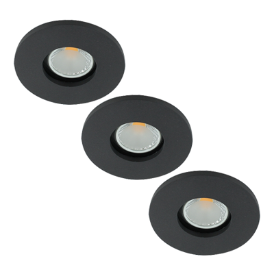 Set 3x Camilla LED spot compleet (incl. lichtbron) GU10 COB 5Watt rond ZWART IP65 dimbaar