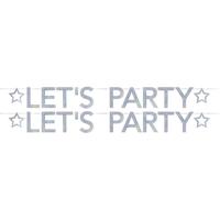 Slinger Lets party - 2x - 205 cm - holografisch - feestslinger - letterslinger - verjaardag versieri