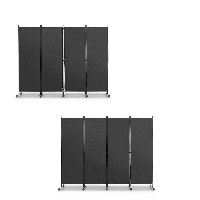 (Twee Verpakkingen) 4-Delig Ruimteverdeler op Wieltjes Scheidingswand Opvouwbaar Inkijkbescherming 225 x 173 cm Grijs