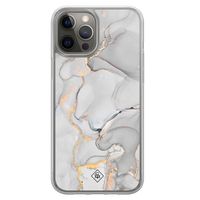 iPhone 12 (Pro) hybride hoesje - Marmer grijs