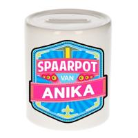 Kinder spaarpot met naam - Anika - keramiek - met dop - wit - Sparen - Spaargeld van Anika