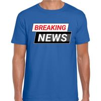 Breaking News t-shirt blauw voor heren - thumbnail