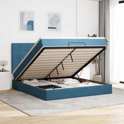 Ottoman bed met matrassen 180x200cm fluweel donkerblauw