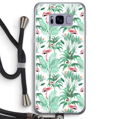 Flamingo bladeren: Samsung Galaxy S8 Plus Transparant Hoesje met koord