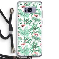 Flamingo bladeren: Samsung Galaxy S8 Plus Transparant Hoesje met koord