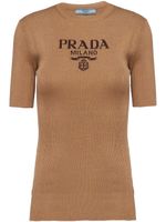 Prada t-shirt en maille à logo - Marron - thumbnail