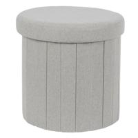 Poef/hocker - opbergbox - grijs - polyester/mdf - 38 x 38 cm