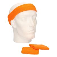 Voordeelset hoofdband en polsbandjes oranje - thumbnail