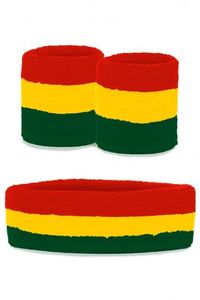 Zweetband set Carnaval rood/geel/groen