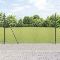 VidaXL Hek met paal grijs 1,6 x 10 m staal en pvc