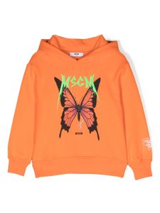 MSGM Kids hoodie en coton à logo imprimé - Orange