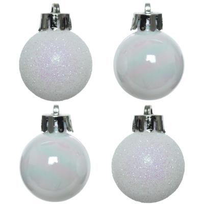 Decoris Mini kerstballen - 14x- parelmoer wit - D3 cm - kunststof Decoris Mini kerstballen - 14x- parelmoer wit - D3 cm - kunststof