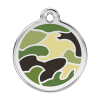 Camouflage Green roestvrijstalen hondenpenning large/groot dia. 3,8 cm - RedDingo - thumbnail