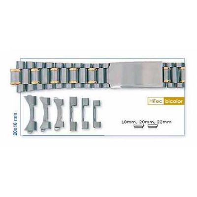 Horlogeband Universeel 304195 Roestvrij staal (RVS) Bi-Color 8mm