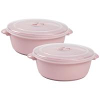 Plasticforte Magnetronschaal met deksel/ventiel - 2x - 2L - lichtroze - kunststof - BPA vrij