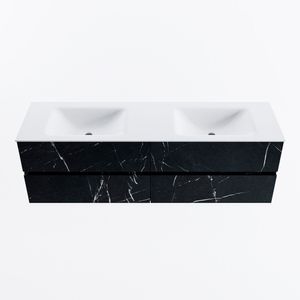 MONDIAZ VICA 160cm badmeubel onderkast Marquina 4 lades. Wastafel CLOUD dubbel 2 kraangaten, kleur Talc.