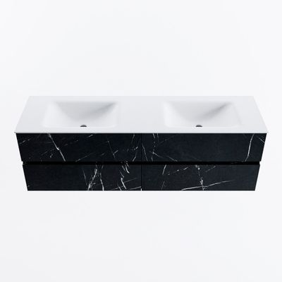 MONDIAZ VICA 160cm badmeubel onderkast Marquina 4 lades. Wastafel CLOUD dubbel 2 kraangaten, kleur Talc.