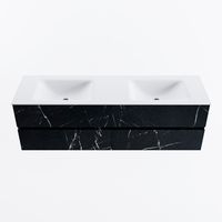 MONDIAZ VICA 160cm badmeubel onderkast Marquina 4 lades. Wastafel CLOUD dubbel 2 kraangaten, kleur Talc.
