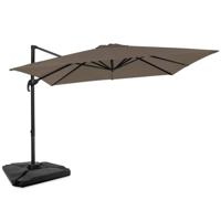 VONROC Premium Zweefparasol Pisogne 300x300cm – Incl. vulbare tegels, kruisvoet & beschermhoes – Vierkante parasol – 360