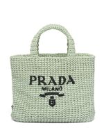 Prada petit sac cabas en raphia - Vert - thumbnail