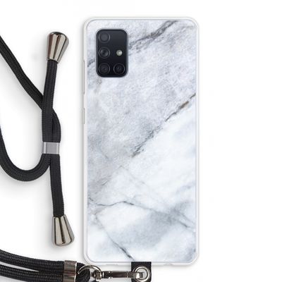 Witte marmer: Samsung Galaxy A71 Transparant Hoesje met koord
